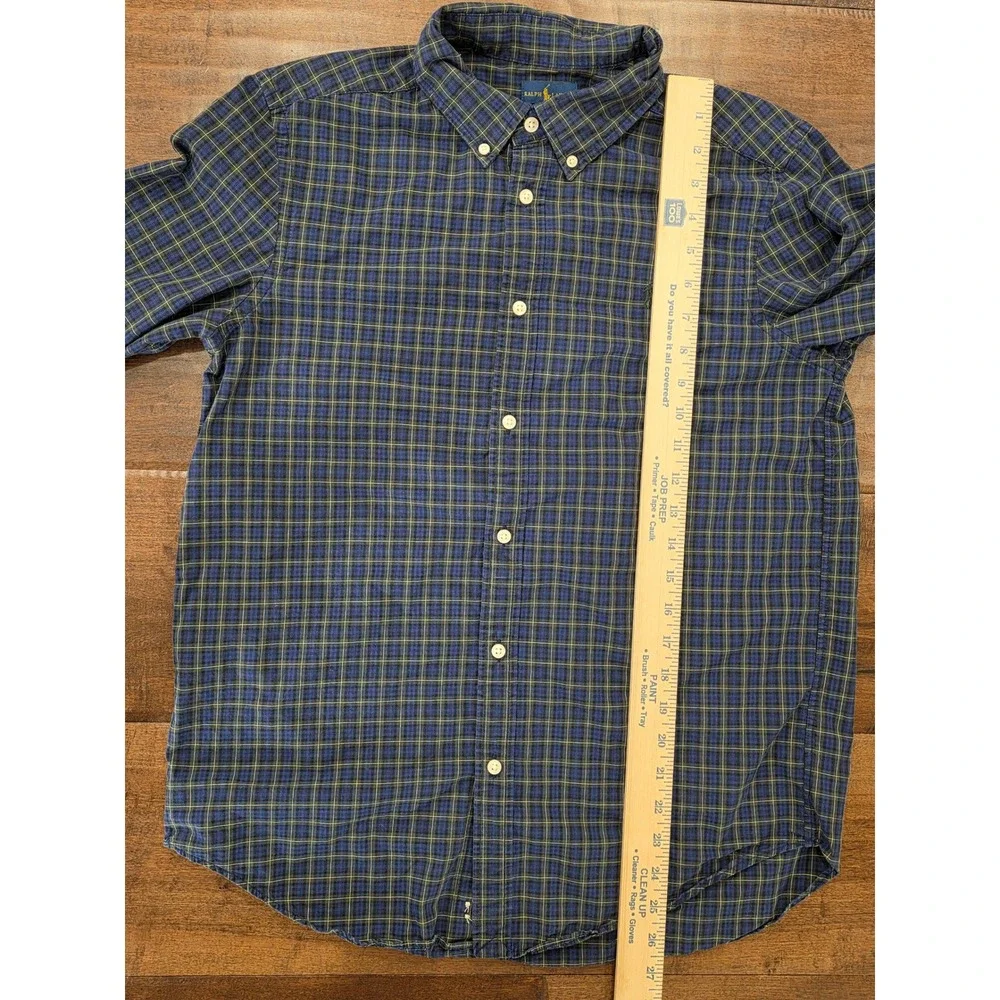 Y2K Ralph Lauren Preppy Boys XL 18-20 Plaid Button Down Shirt Long Sleeve Pony